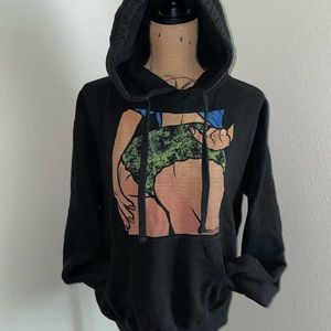 Medium black hoodie graphic